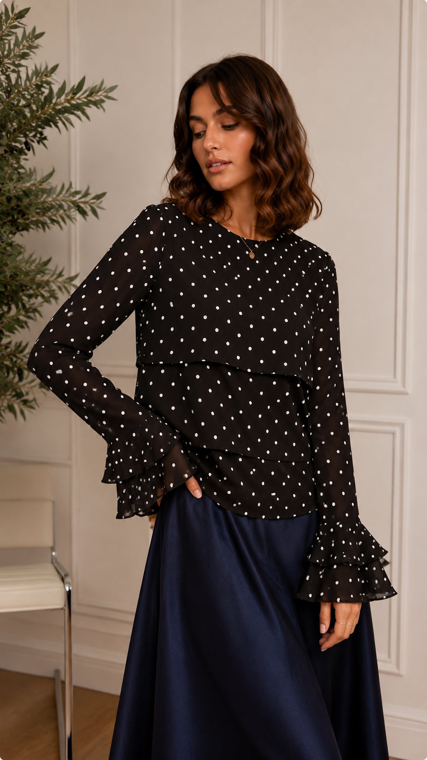 ELLA's Polka Dots WAVES BLOUSE