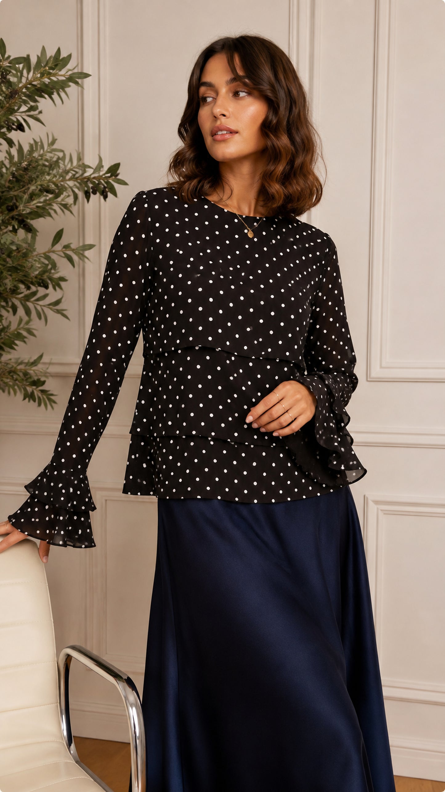 ELLA's Polka Dots WAVES BLOUSE