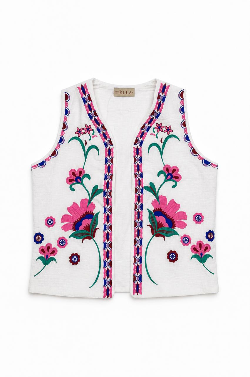 ELLA's LINEN EMBROIDERED VEST
