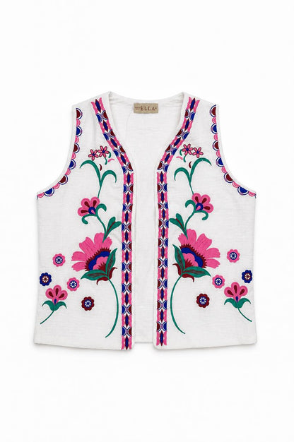 ELLA's LINEN EMBROIDERED VEST